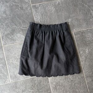 J. Crew Black Mini Skirt with Scalloped Hem
